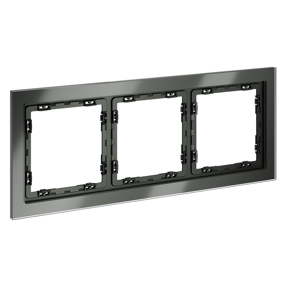 Рамка стеклянная VOLTUM S70 на 3 поста, (титан, стекло)