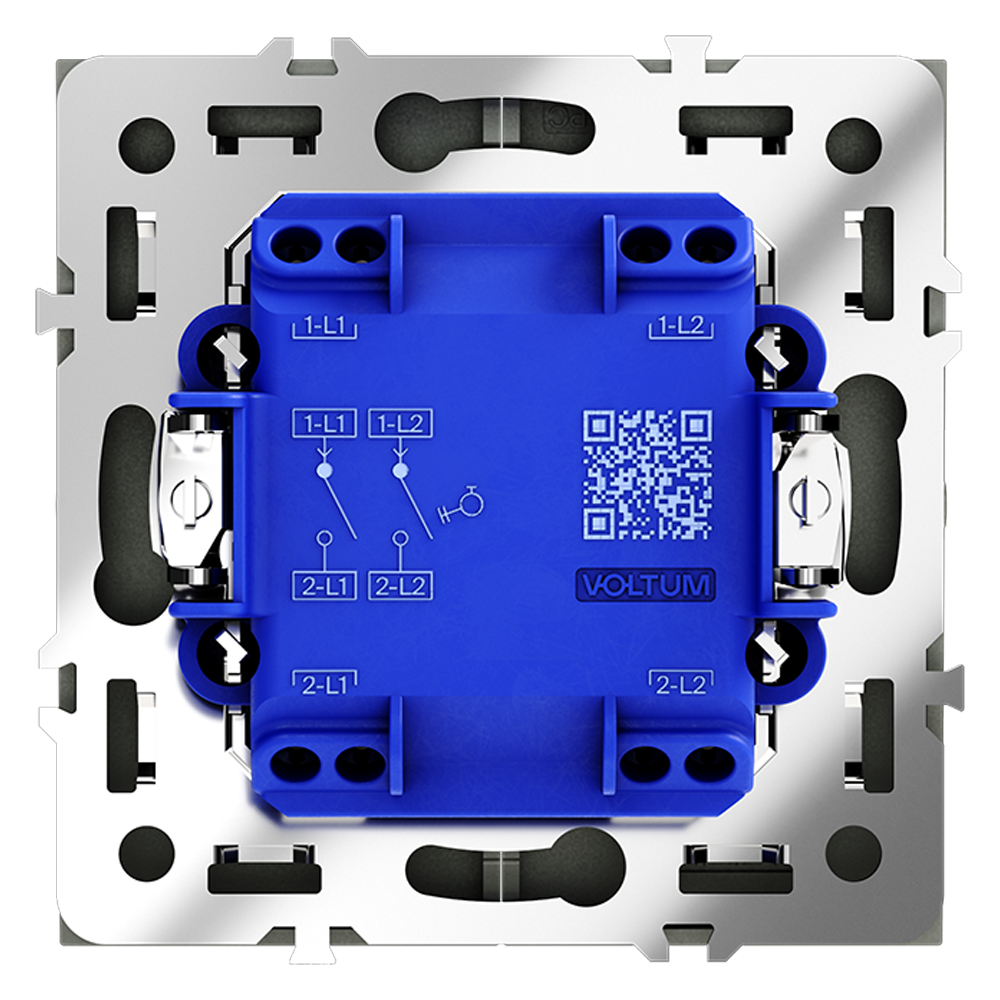 Выключатель с самовозвратом встраиваемый VOLTUM S70 двухклавишный 10А, (черный матовый)