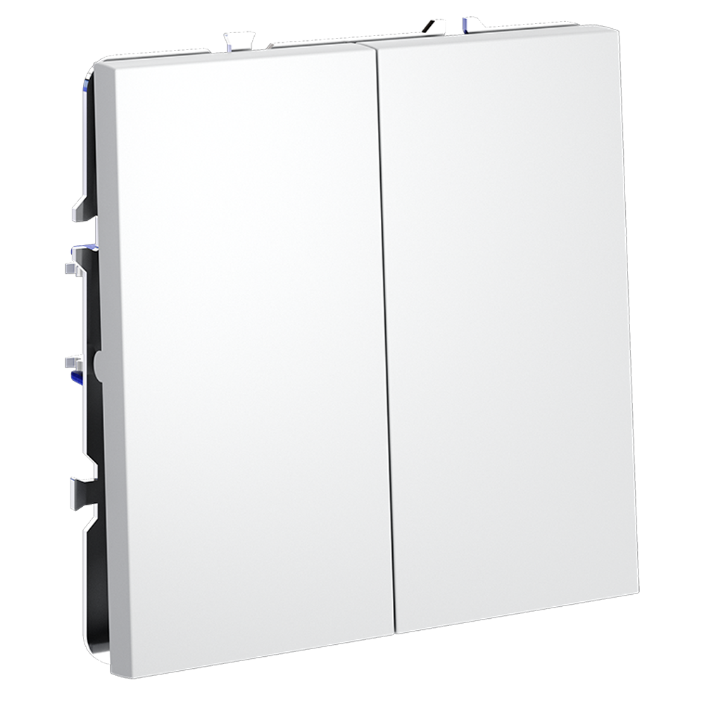 Выключатель с самовозвратом встраиваемый VOLTUM S70 двухклавишный 10А, (белый матовый)