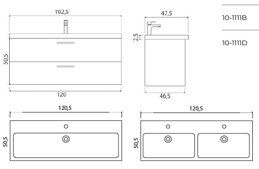 Тумба под раковину Creto Ares Beton 120