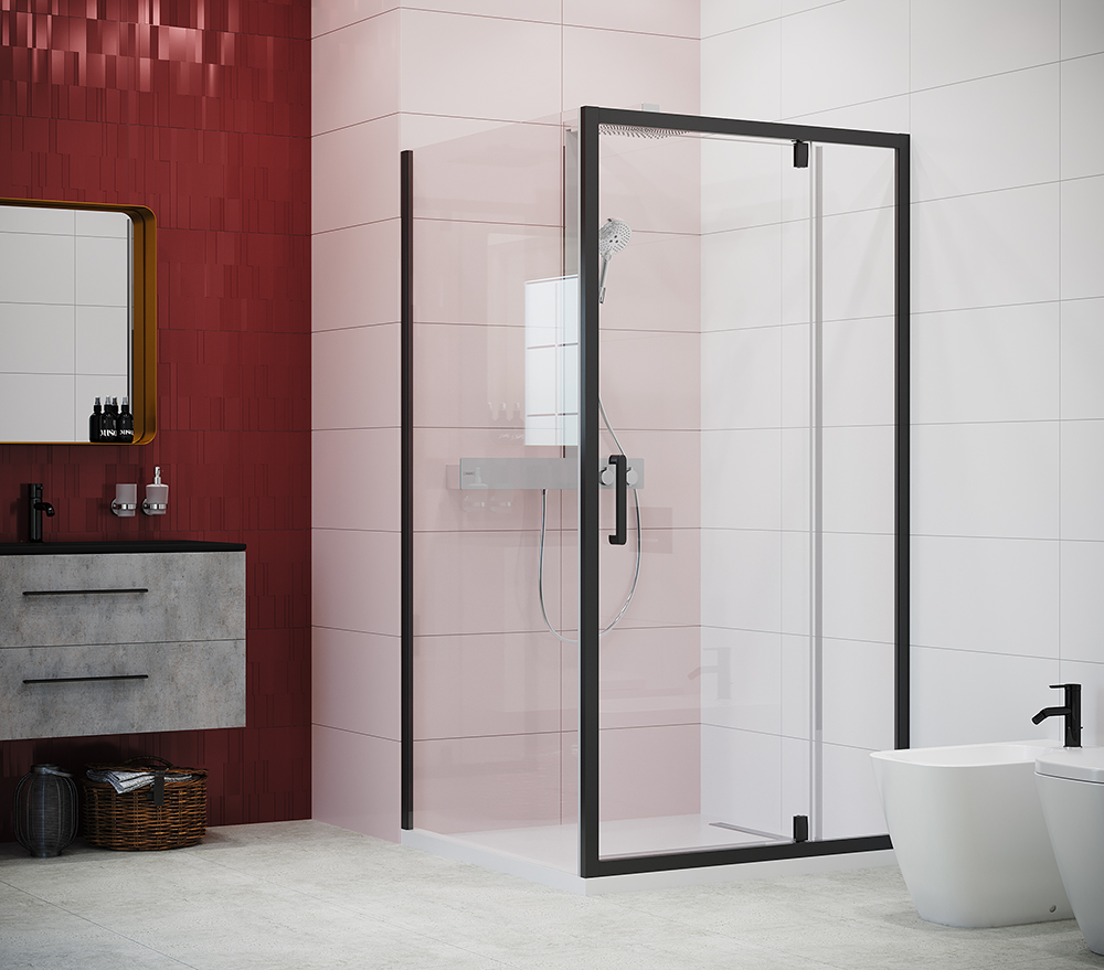 Боковая перегородка Creto Astra 121-SP-900-C-B-6 стекло прозрачное профиль черный, 90х195см