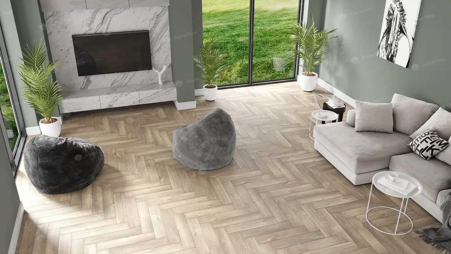 ПВХ-плитка Alpine Floor LVT Parquet ЕСО 16-5 Дуб Натуральный Отбеленный 4V 43кл