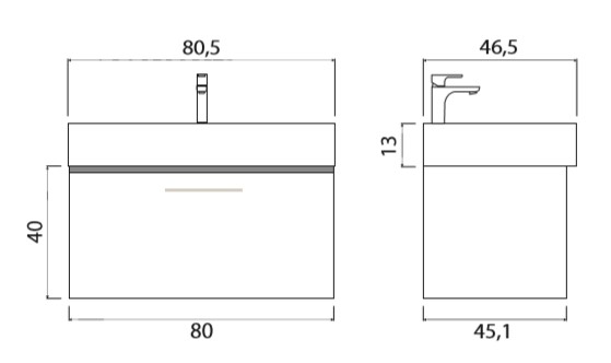 Тумба под раковину Creto Milano 80 Truffle