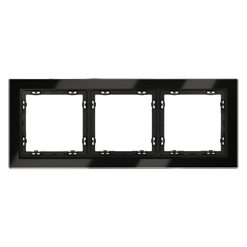 Рамка стеклянная VOLTUM S70 на 3 поста, (черный,стекло)
