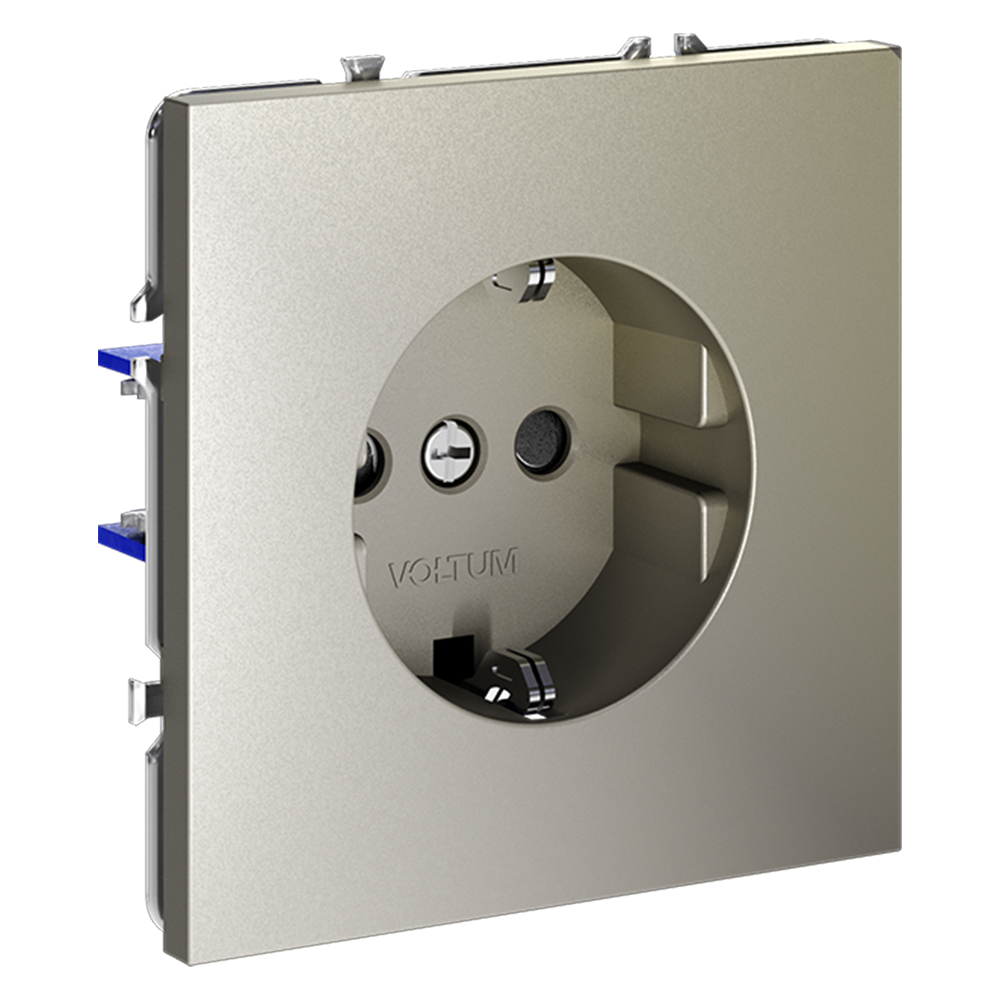 Розетка встраиваемая VOLTUM S70 с заземлением и защитными шторками, 16А, (шелк)