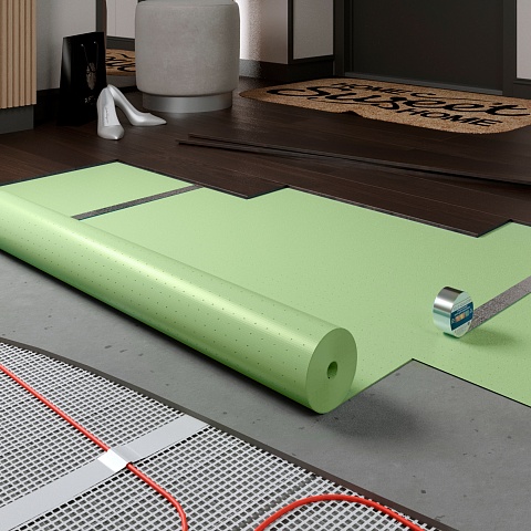 Подложка XPS Солид SPC Protector Thermo перфорированная зеленая - 1.0 мм