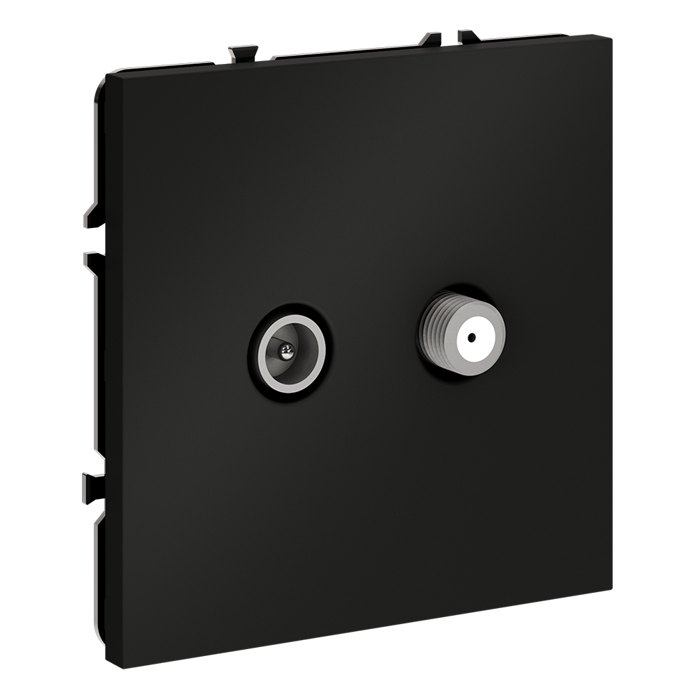 Розетка телевизионная встраиваемая VOLTUM S70 оконечная TV+SAT, (черный матовый)