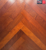 Паркет елка Английская елка  Wood Bee Herringbone Сапели гладкий глянец Sapele, UV-лак gloss  510x92x12/ 2.06 м2