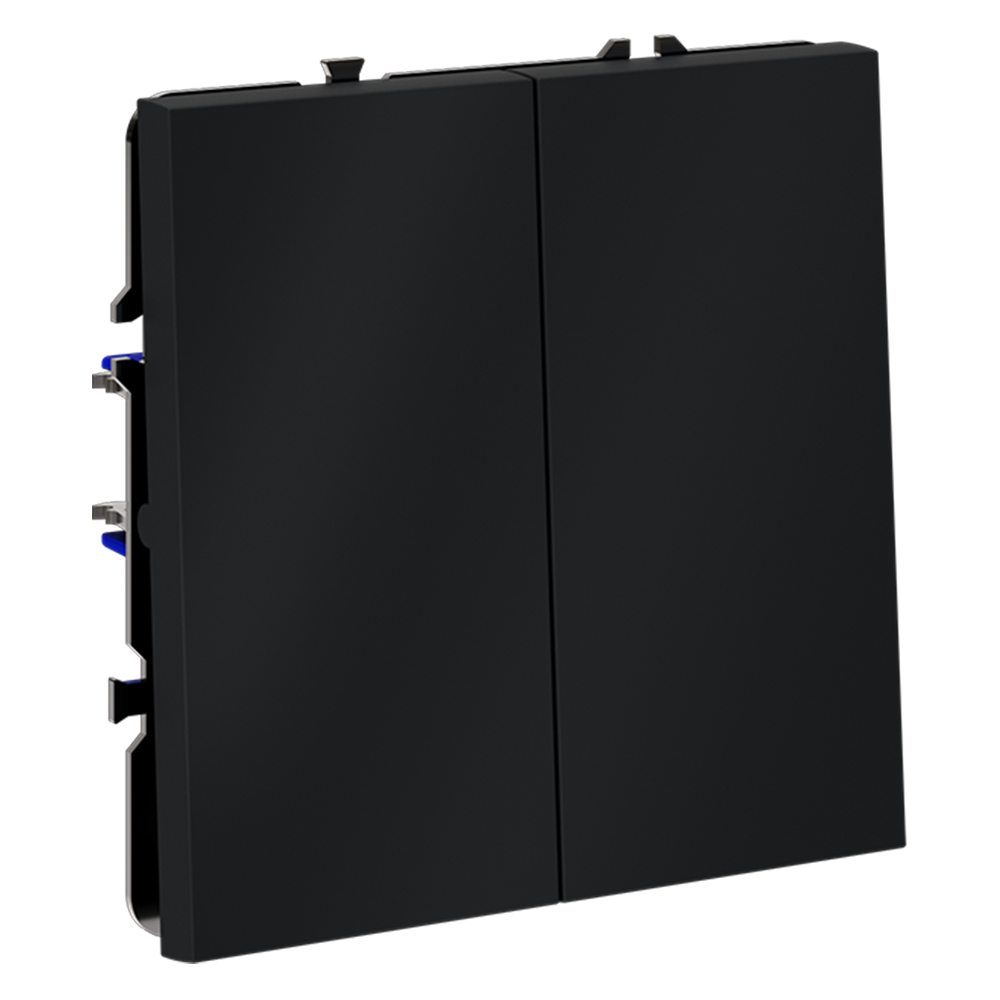 Выключатель с самовозвратом встраиваемый VOLTUM S70 двухклавишный 10А, (графит)