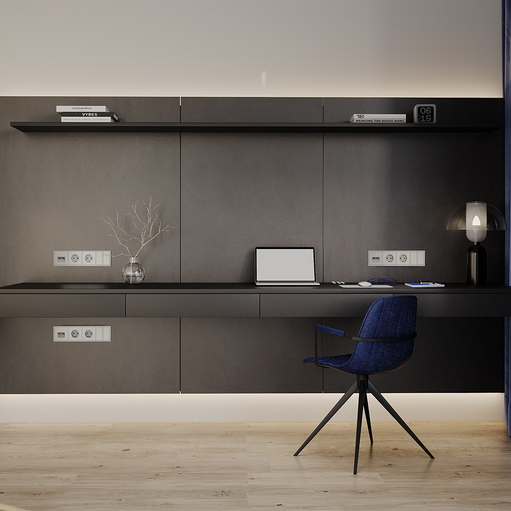 Розетка встраиваемая VOLTUM S70 с заземлением и защитными шторками, 16А, (сталь)