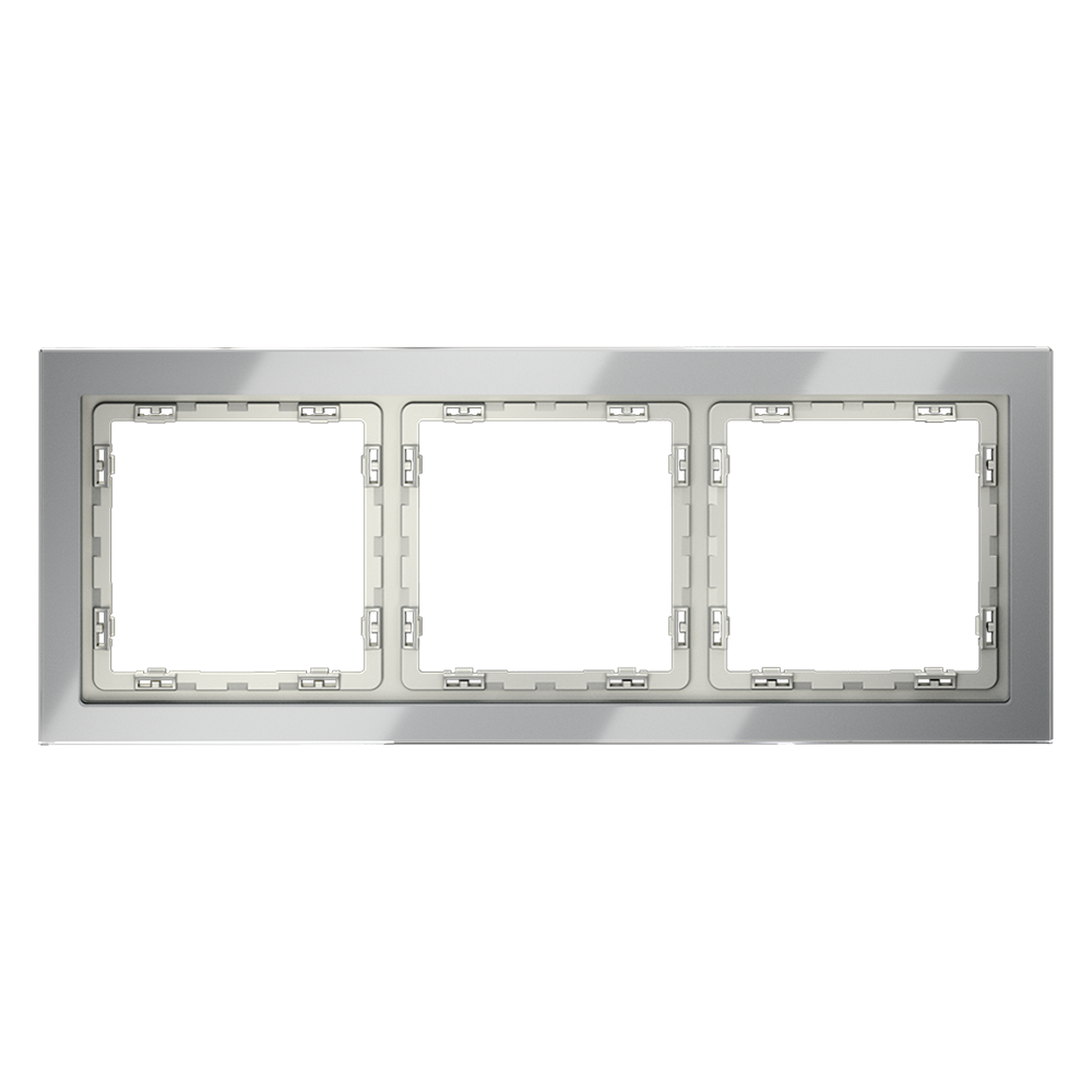 Рамка стеклянная VOLTUM S70 на 3 поста, (сталь, стекло)