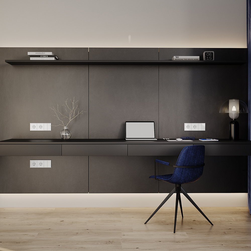 Розетка встраиваемая VOLTUM S70 с заземлением 16А, (белый глянцевый)