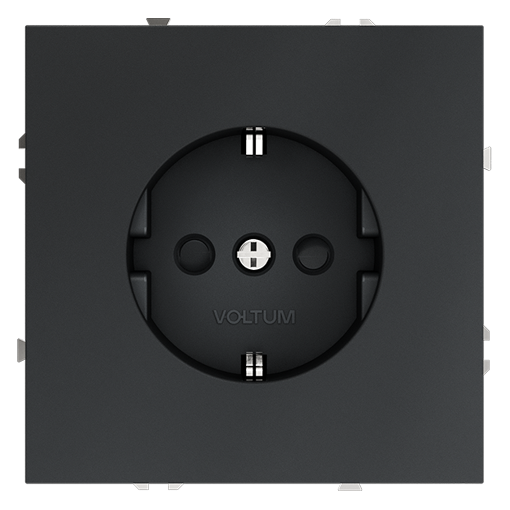 Розетка встраиваемая VOLTUM S70 с заземлением и защитными шторками, 16А, (графит)