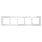 Рамка стеклянная VOLTUM S70 на 5 постов, (белый, стекло)