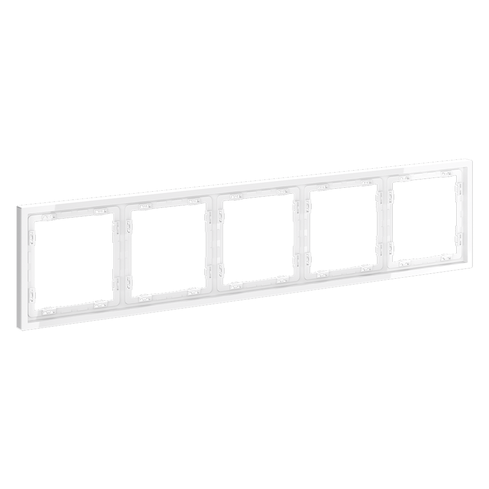 Рамка пластиковая VOLTUM S70 на 5 постов, (белый глянцевый)