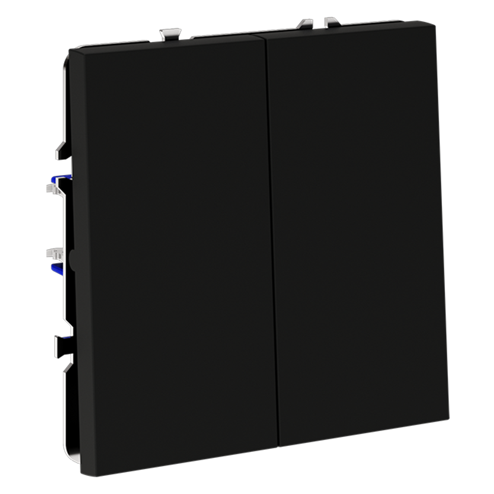 Выключатель с самовозвратом встраиваемый VOLTUM S70 двухклавишный 10А, (черный матовый)