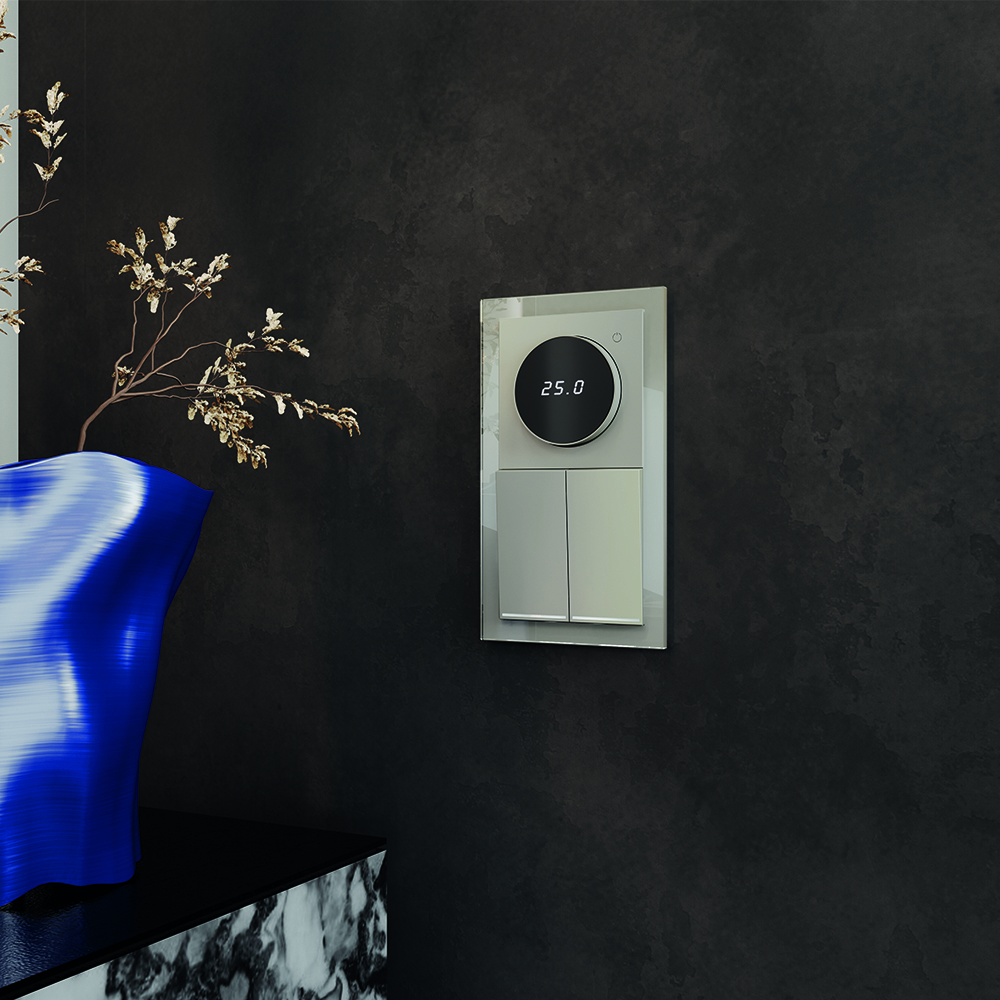 Терморегулятор электронный VOLTUM S70 с индикацией и датчиком, для теплого пола, (шелк)