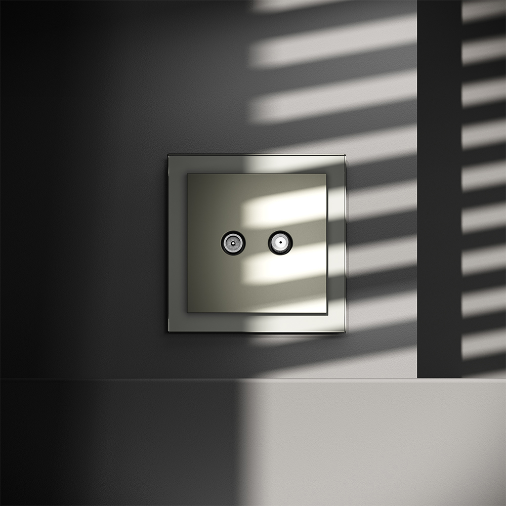 Розетка телевизионная встраиваемая VOLTUM S70 оконечная TV+SAT, (сталь)