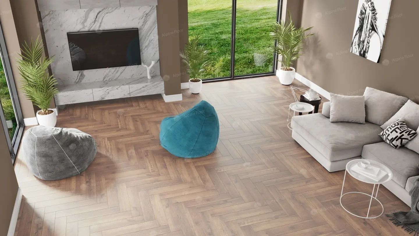 ПВХ-плитка Alpine Floor LVT Parquet ЕСО 16-2 Дуб Royal 4V 43кл
