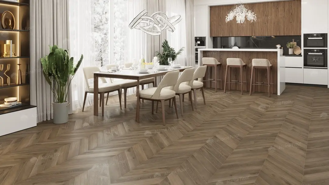 ПВХ-плитка Alpine Floor Chevron Alpine LVT ECO 20-4 Дуб Насыщенный