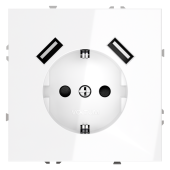 Розетка встраиваемая VOLTUM S70 с заземлением и защитными шторками, 16А, с USB, A+A, (белый глянцевы