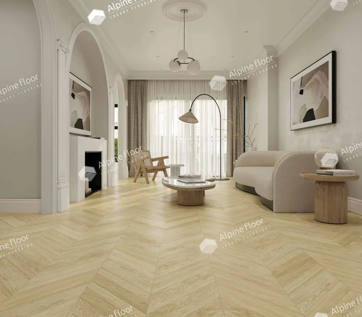 ПВХ-плитка Alpine Floor Chevron Alpine LVT ECO 20-2 Дуб Ваниль Селект