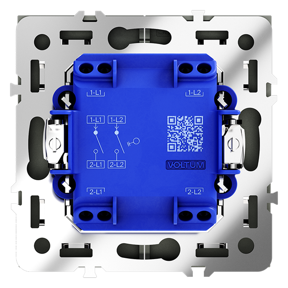 Выключатель встраиваемый VOLTUM S70 двухклавишный 10А, (графит)
