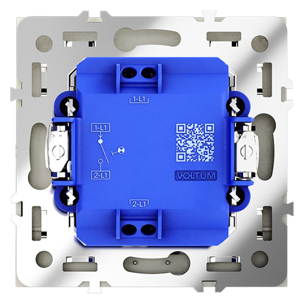 Выключатель встраиваемый VOLTUM S70 одноклавишный с подсветкой 10А, (сталь)