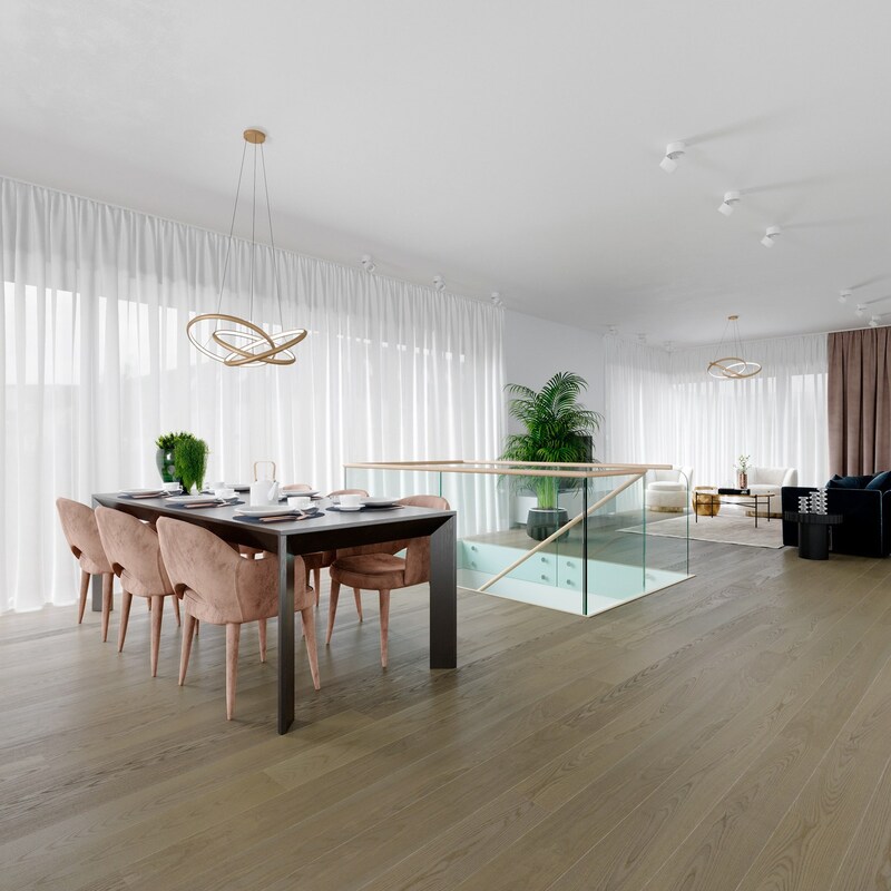 Паркетная доска ESTA 1 Strip 21087 Ash Elegant Chateau Pores brushed matt 2B 14(3)x160x1800-2390