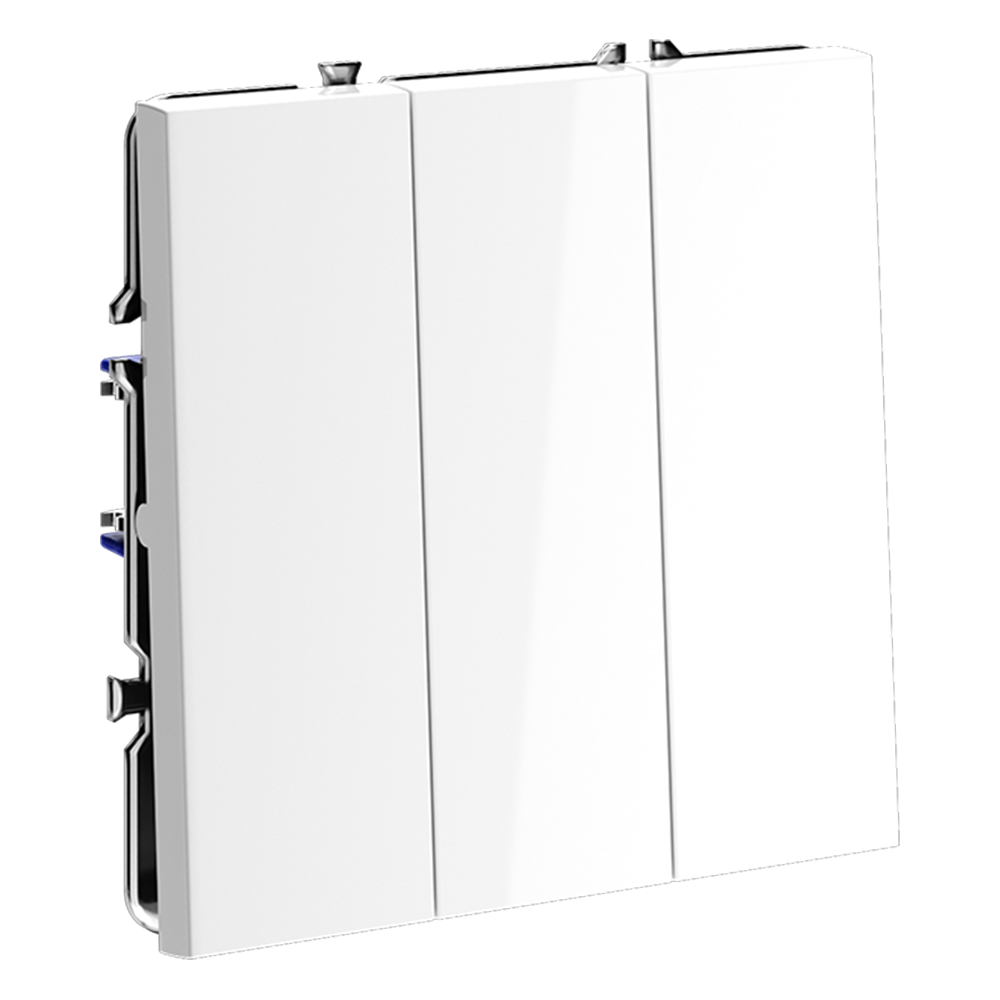 Выключатель встраиваемый VOLTUM S70 трехклавишный 10А, (белый глянцевый)