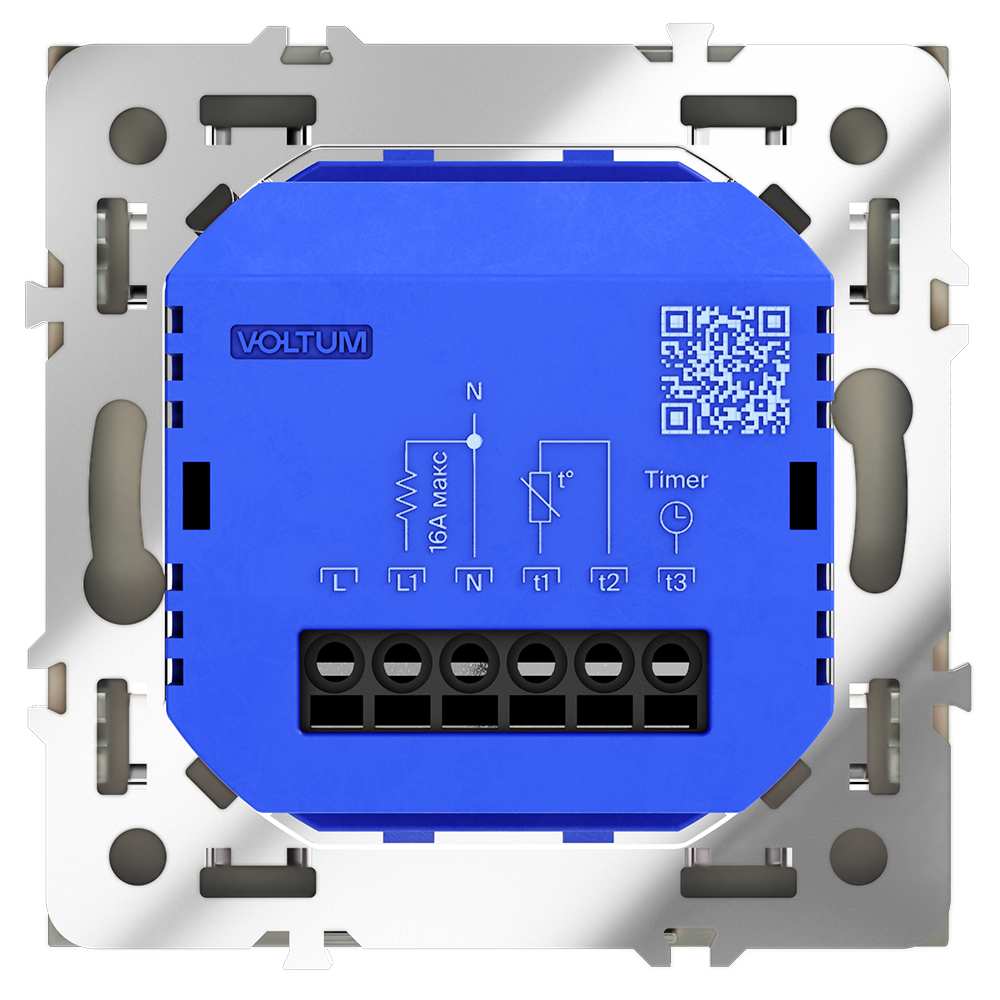 Терморегулятор электронный VOLTUM S70 с индикацией и датчиком, для теплого пола, (сталь)