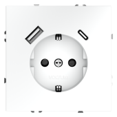 Розетка встраиваемая VOLTUM S70 с заземлением и защитными шторками, 16А, с USB, A+С, (белый матовый)