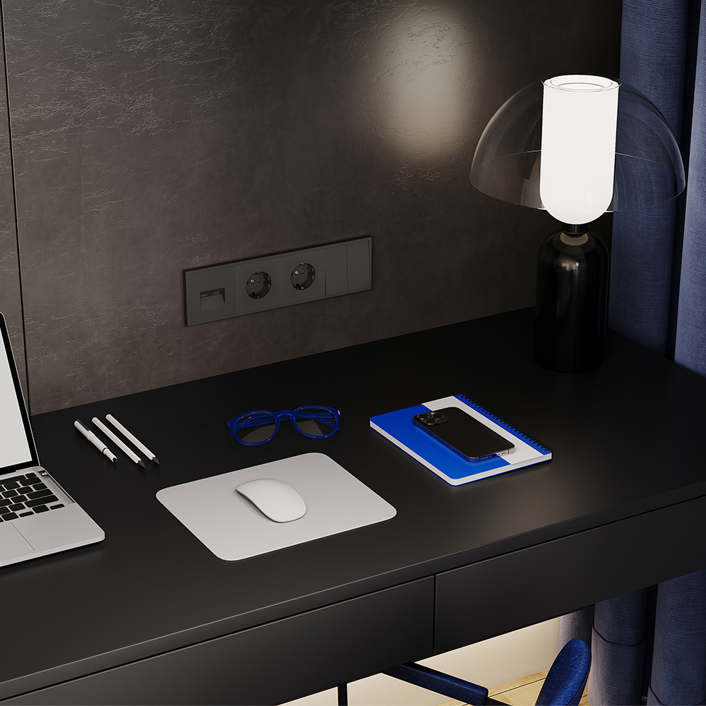 Рамка пластиковая VOLTUM S70 на 4 поста, (черный матовый)