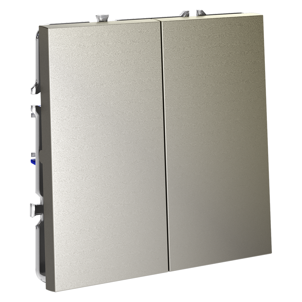 Выключатель с самовозвратом встраиваемый VOLTUM S70 двухклавишный 10А, (шелк)