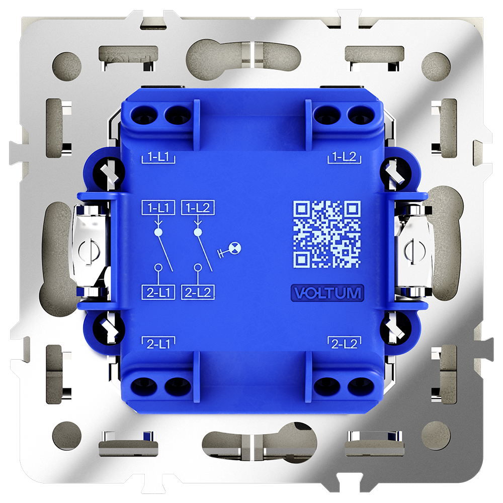 Выключатель встраиваемый VOLTUM S70 двухклавишный с подсветкой 10А, (шелк)