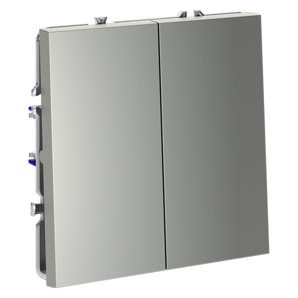 Выключатель встраиваемый VOLTUM S70 двухклавишный 10А, (сталь)