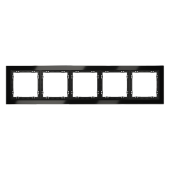 Рамка стеклянная VOLTUM S70 на 5 постов, (черный,стекло)