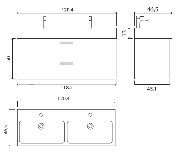 Тумба под раковину Creto Tivoli Bamenda Duo 120