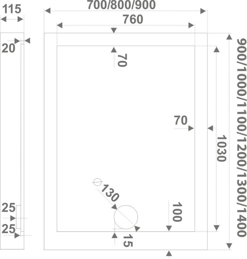 Душевой поддон акриловый Creto Olimpos 1200х900 6-1013