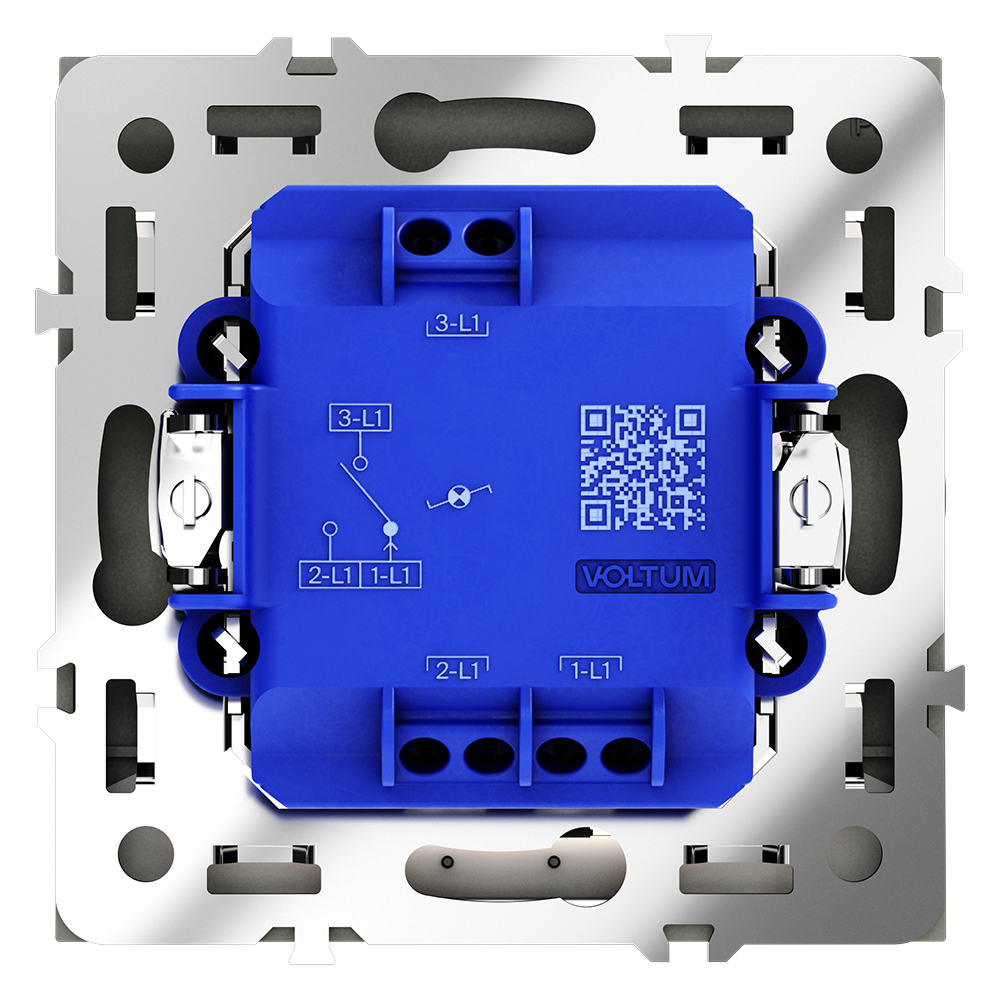 Проходной переключатель встраиваемый VOLTUM S70 одноклавишный с подсветкой 10А, (графит)