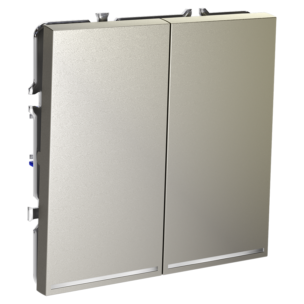 Проходной переключатель встраиваемый VOLTUM S70 двухклавишный с подсветкой 10А, (шелк)