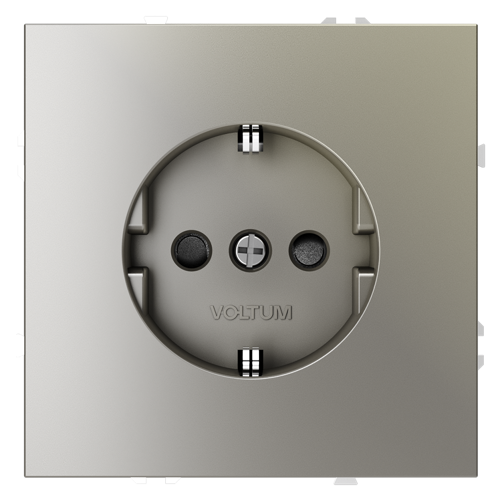 Розетка встраиваемая VOLTUM S70 с заземлением и защитными шторками, 16А, (шелк)