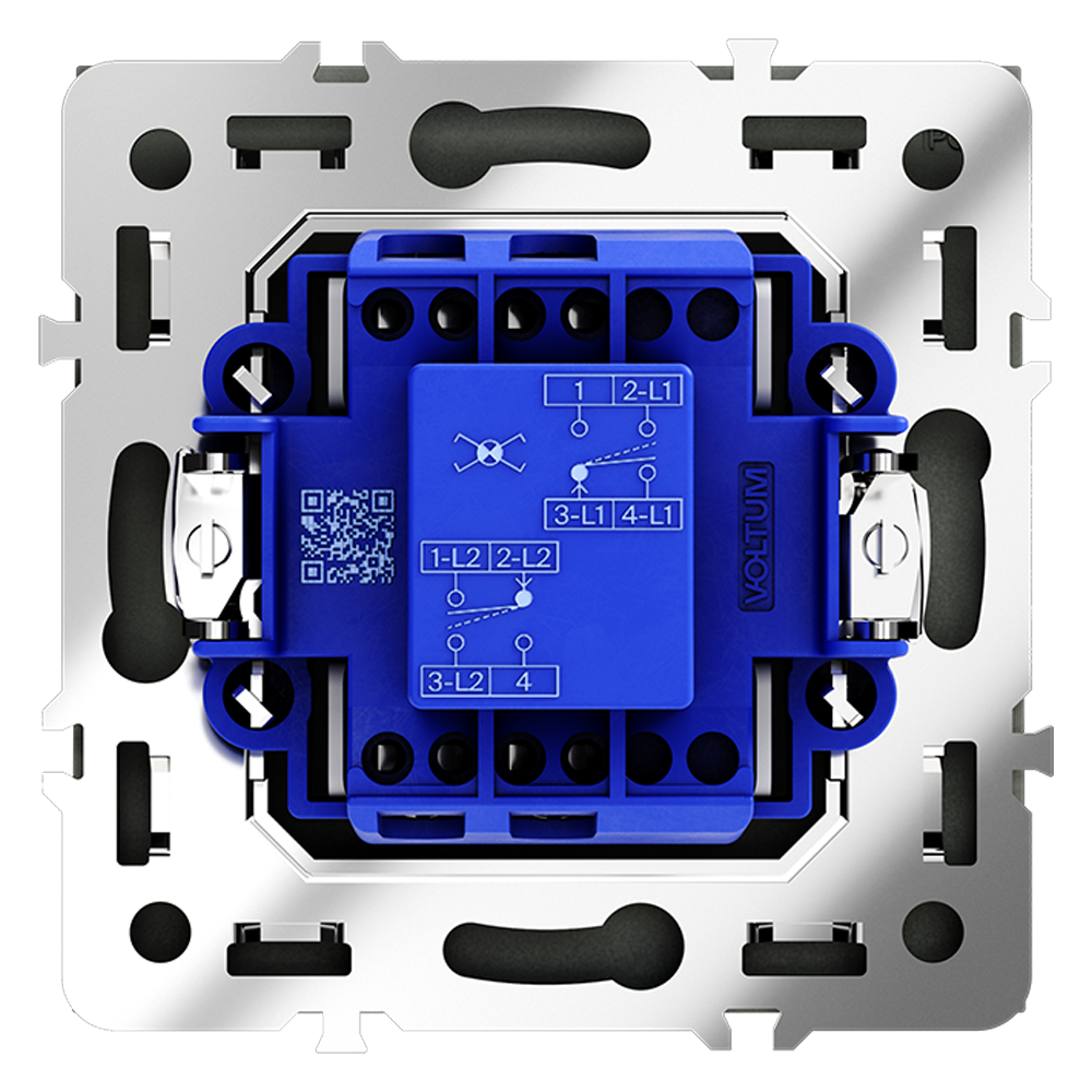 Перекрестный переключатель встраиваемый VOLTUM S70 одноклавишный 10А, (черный матовый)