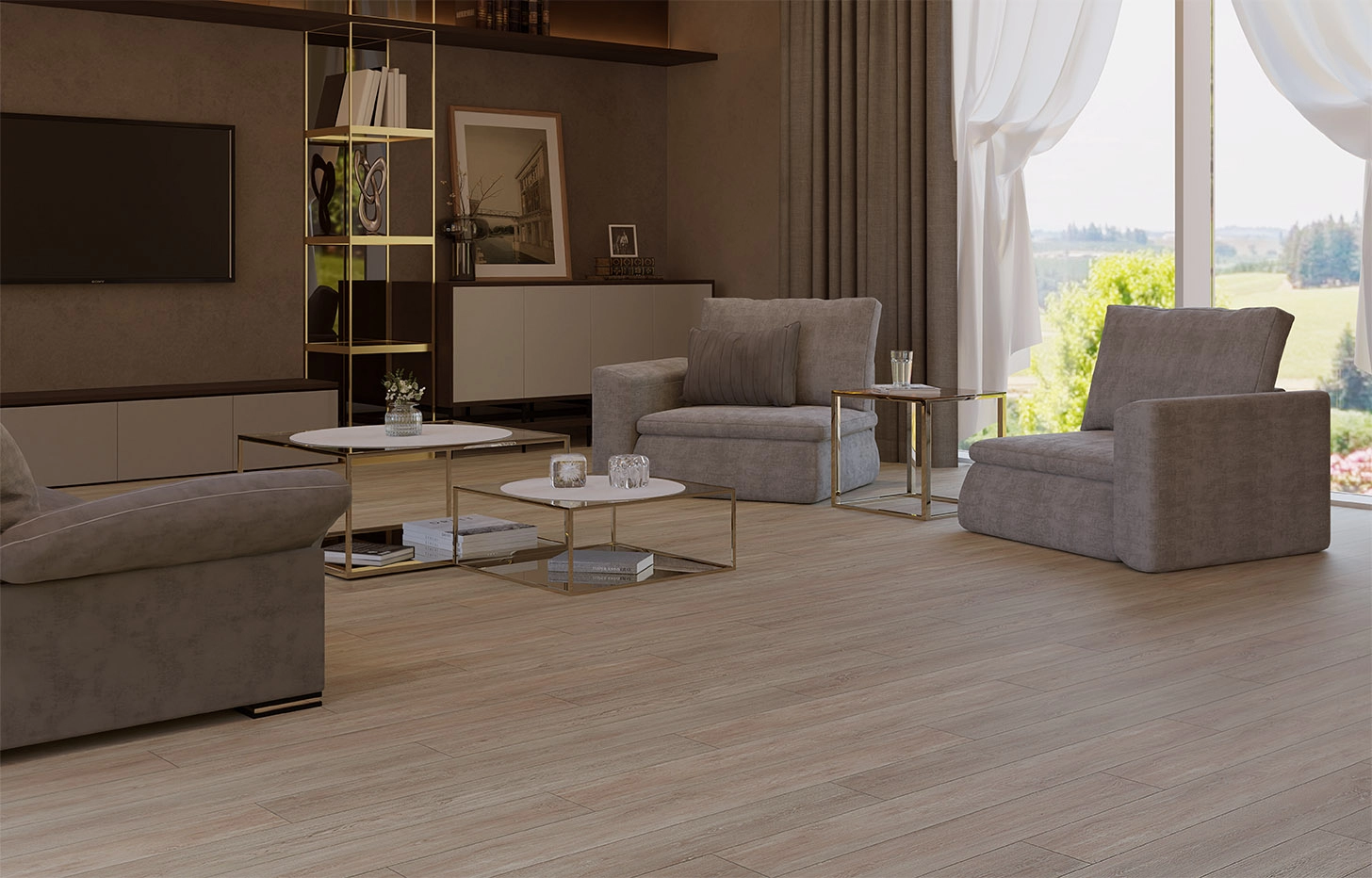 SPC Ламинат  Stone Floor MSPC Дуб Арктическое лето K0026-18 MP