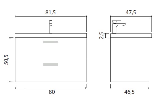 Тумба под раковину Creto Ares Davos 80