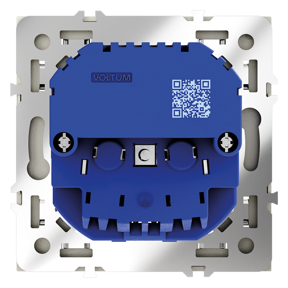 Розетка встраиваемая VOLTUM S70 с заземлением и защитными шторками, 16А, с USB, A+С, (сталь)