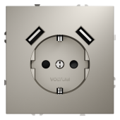 Розетка встраиваемая VOLTUM S70 с заземлением и защитными шторками, 16А, с USB, A+A, (кашемир)