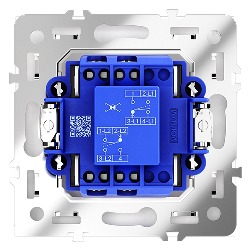 Перекрестный переключатель встраиваемый VOLTUM S70 одноклавишный 10А, (белый глянцевый)