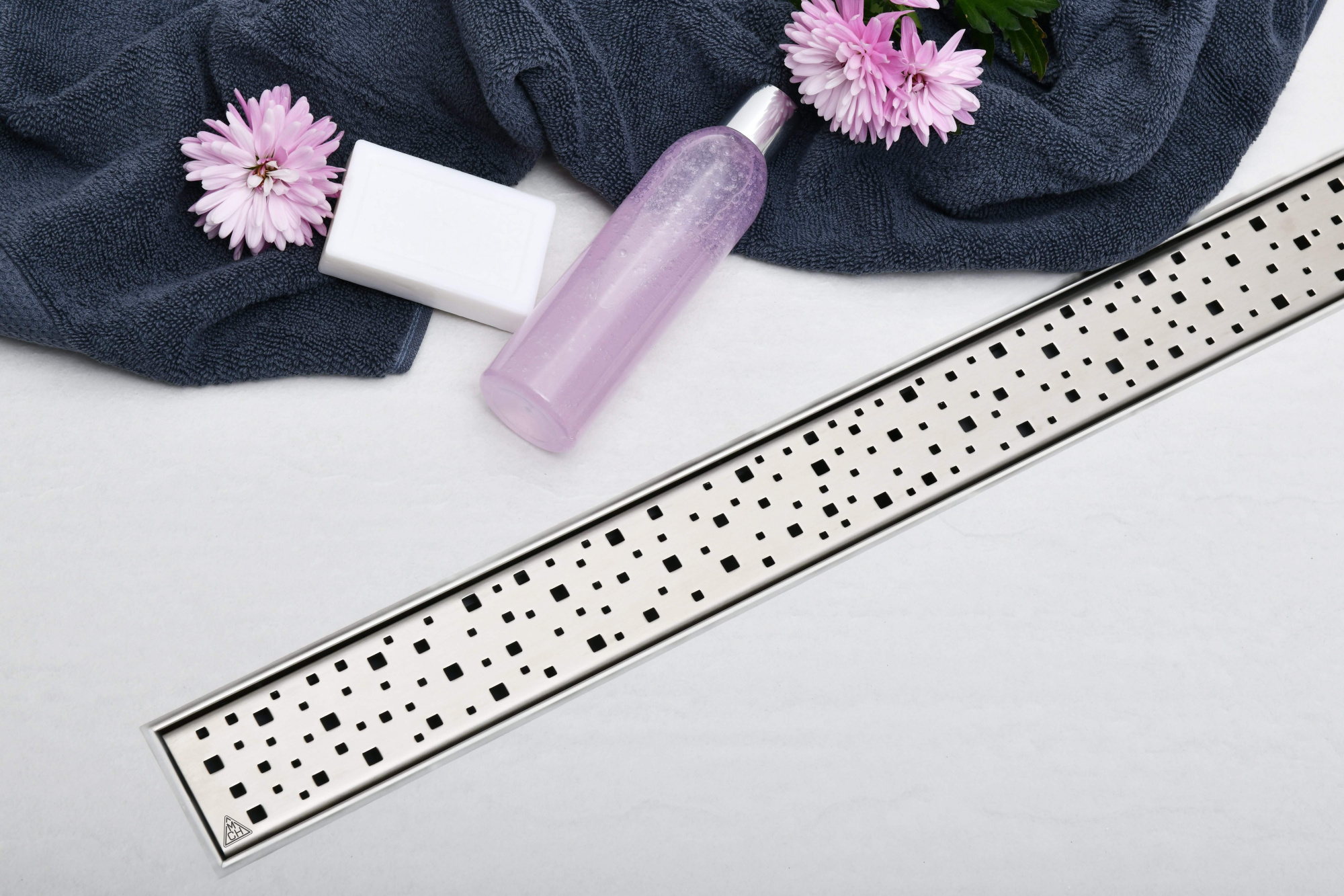 Душевой лоток 105 см Creto Quadro CRE-1050 QN-50 с решеткой, хром