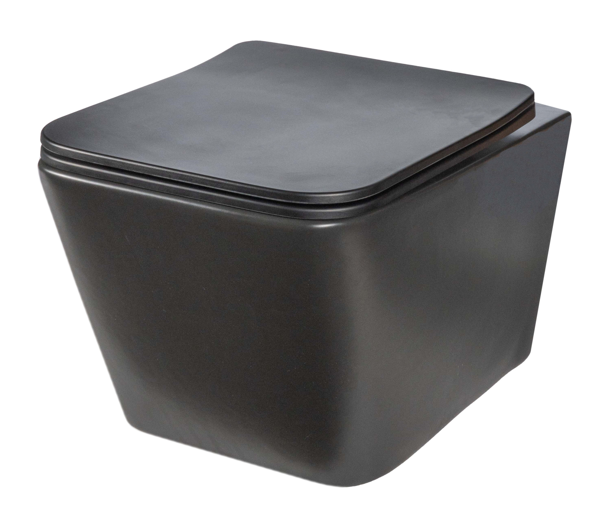 Унитаз подвесной безободковый Creto Logan L2 1002-002-L2BLMAT с крышкой-сиденьем микролифт, черный матовый